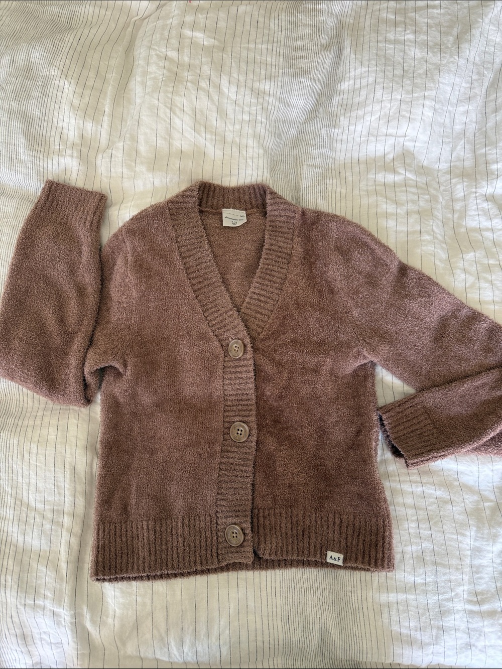abercrombie kids brownish/tan button-up knit cardigan